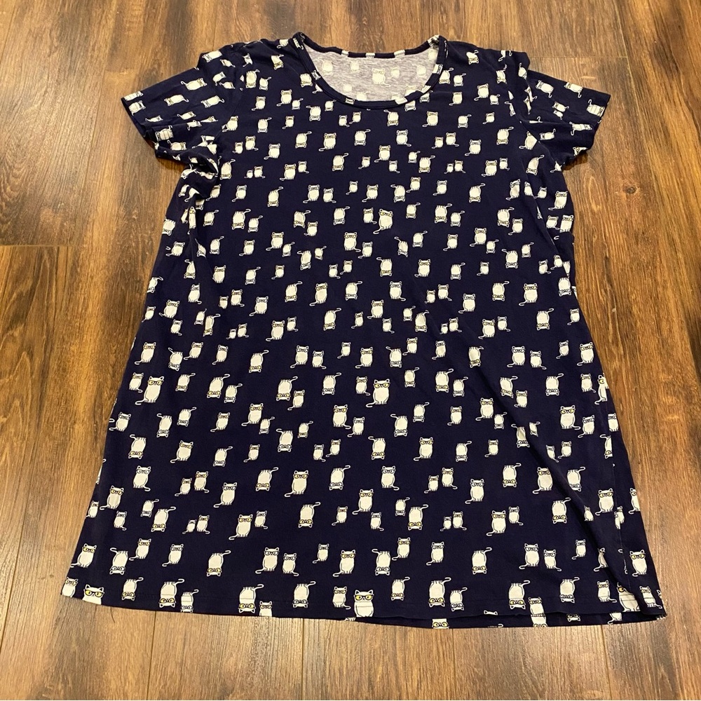 Organic cotton sleep shirt size XL cat print Northern Reflections
